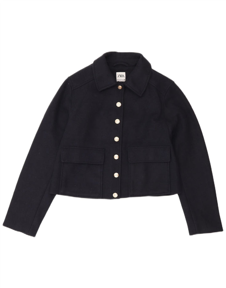 Zara ženska crop bomber jakna UK 6 XS tamnoplavi poliester