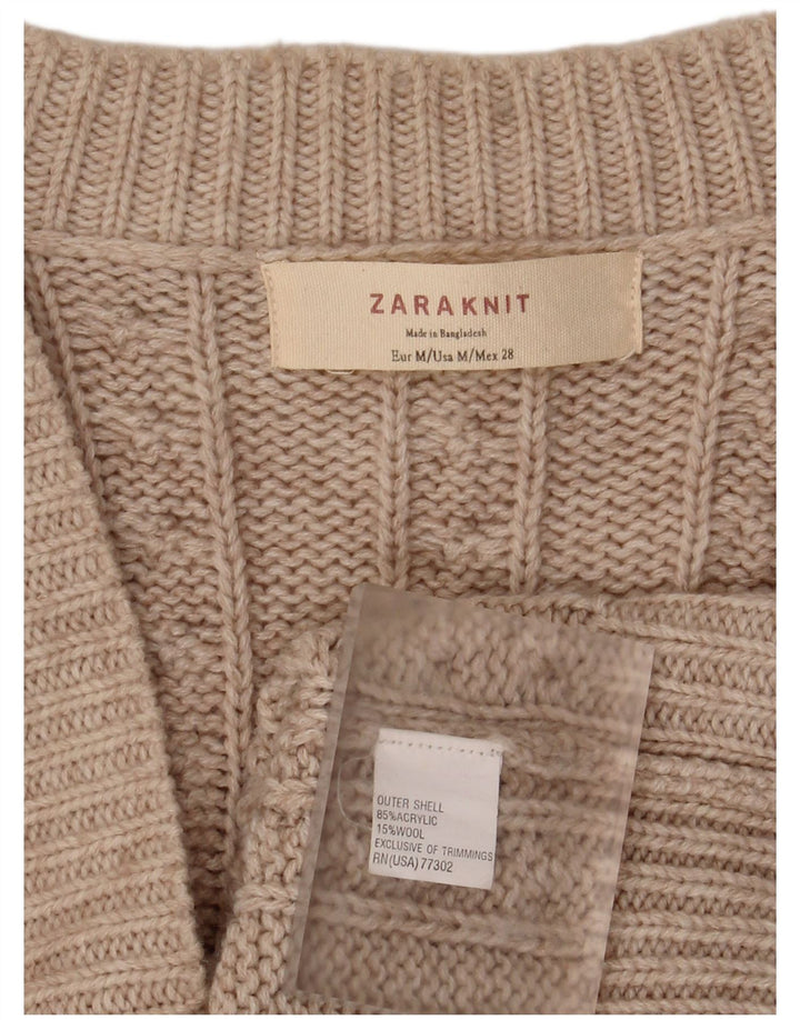 Zara ženski kardigan pulover UK 14 srednje bež akril