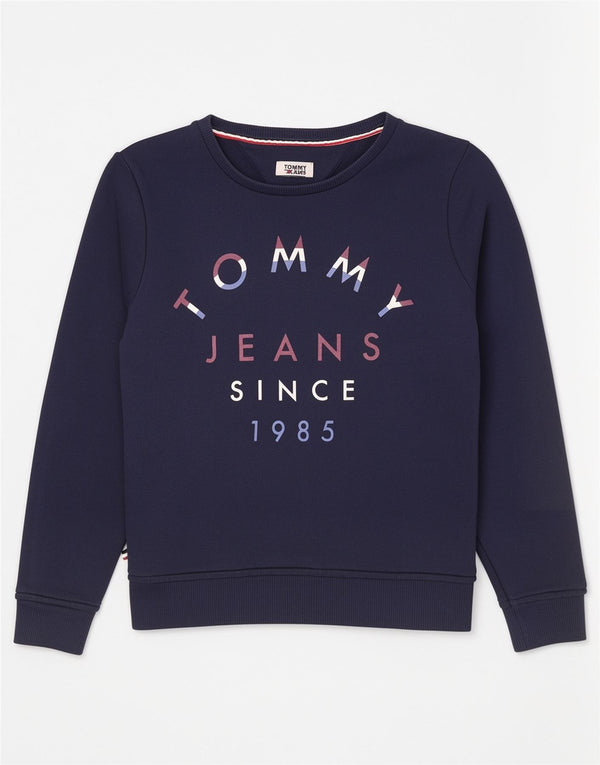 Tommy Hilfiger Womens Graphic Sweatshirt Jumper UK 10 Small Navy Blue