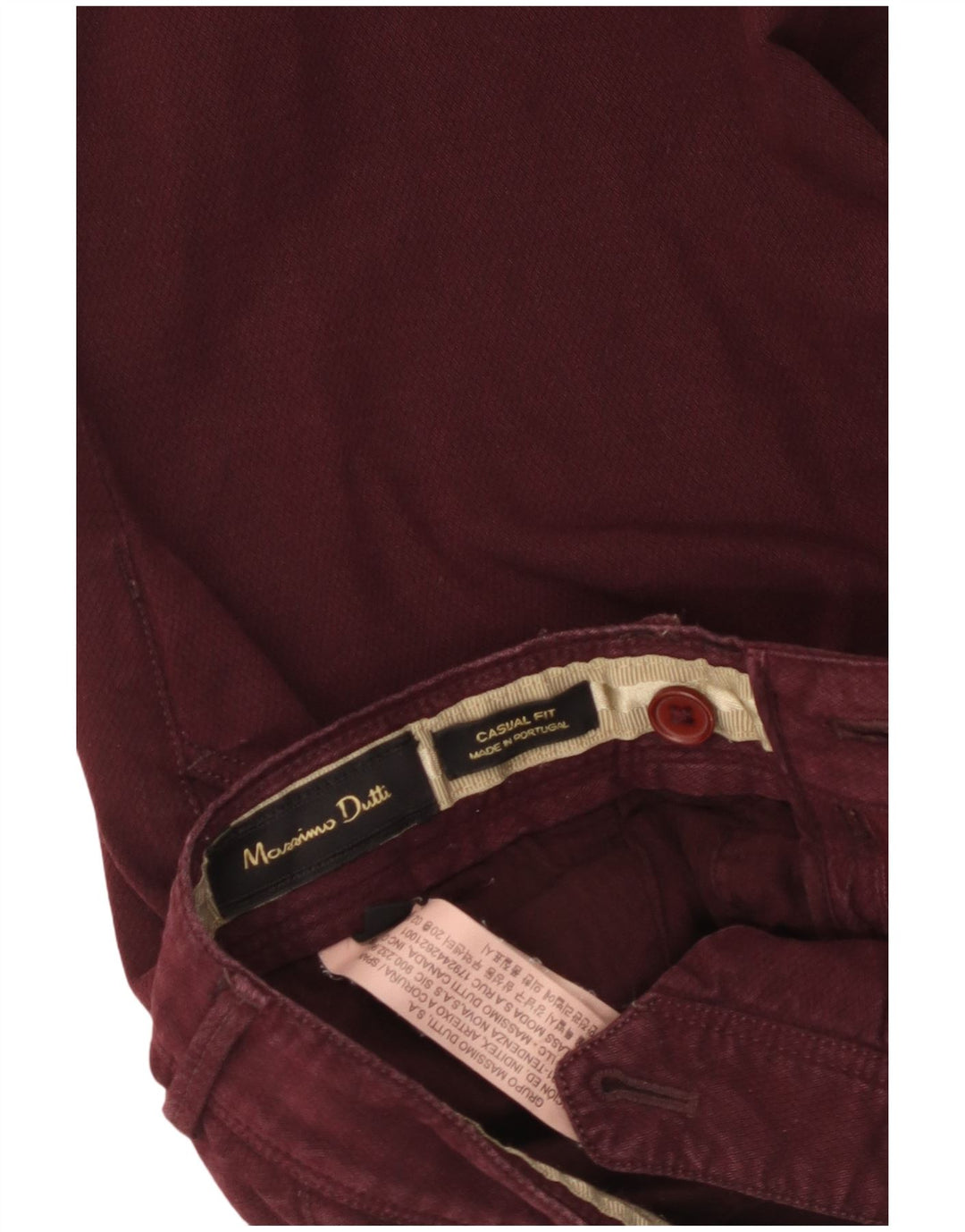 MASSIMO DUTTI Muške uske chino hlače EU 40 Srednje W31 L33 Bordo