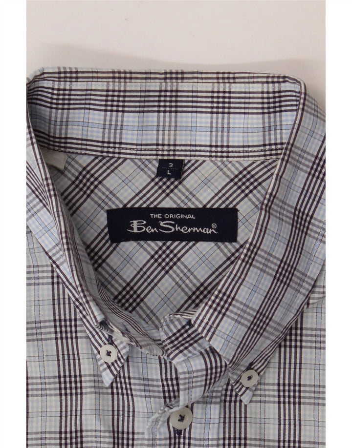BEN SHERMAN Muška košulja kratkih rukava veliki plavi karo