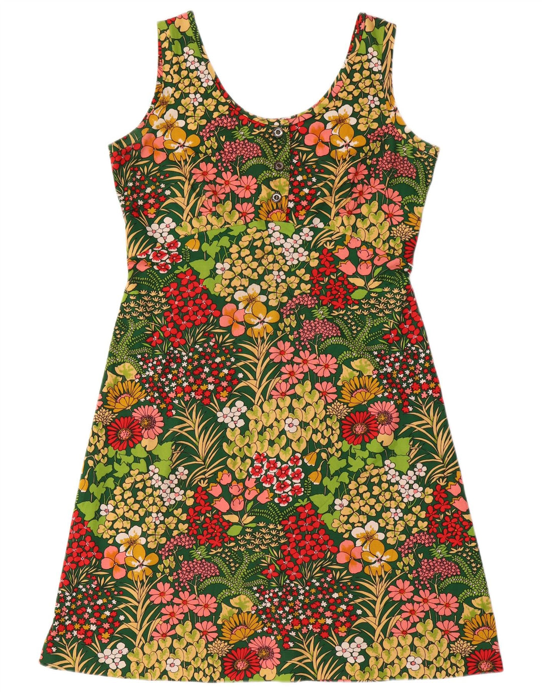 VINTAGE Womens Sundress IT 50 XL Green Floral Polyester