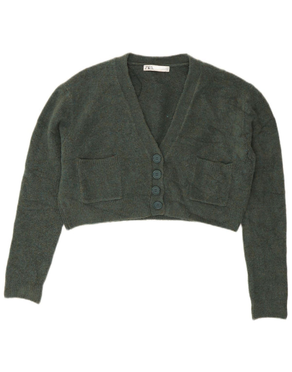 Zara ženski kratki kardigan pulover UK 10 Small Green