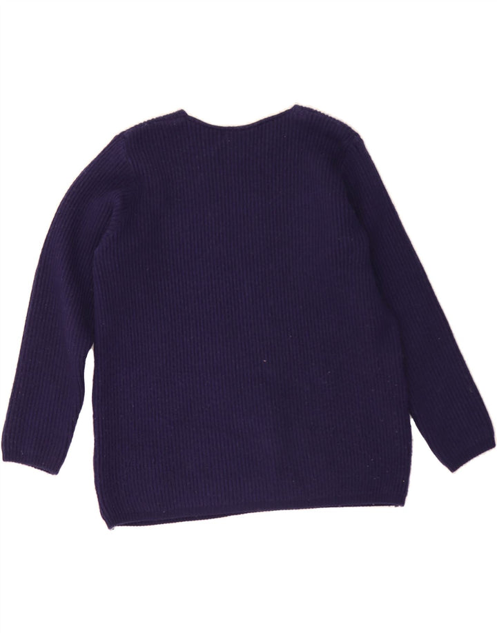 HAWKSHEAD Womens V-Neck Jumper Sweater UK 14 Medium Navy Blue Wool Vintage Hawkshead and Second-Hand Hawkshead from Messina Hembry 