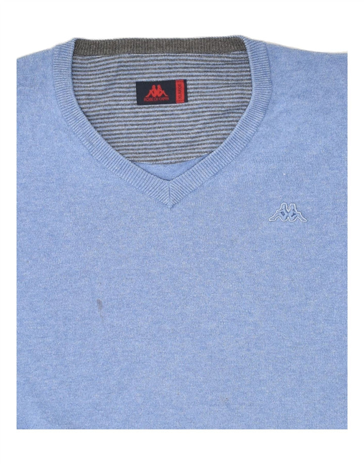 KAPPA Mens V-Neck Jumper Sweater XL Blue Cotton | Vintage Kappa | Thrift | Second-Hand Kappa | Used Clothing | Messina Hembry 