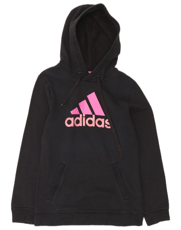 ADIDAS Ženska majica s kapuljačom s kapuljačom UK 10 Mali crni pamuk