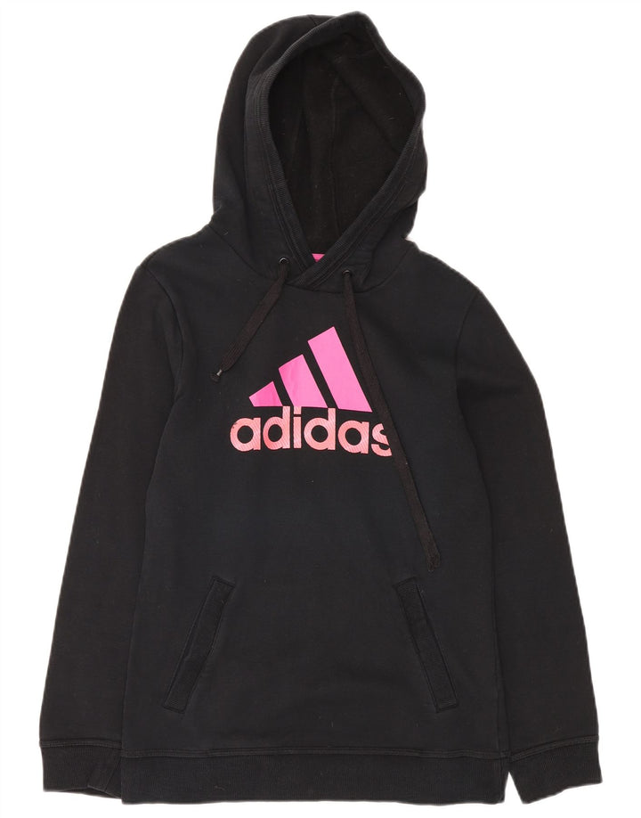 ADIDAS Ženska majica s kapuljačom s kapuljačom UK 10 Mali crni pamuk