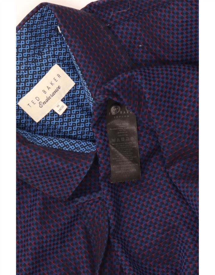 Velika muška košulja Ted Baker, veličina 16, tamnoplavi geometrijski pamuk