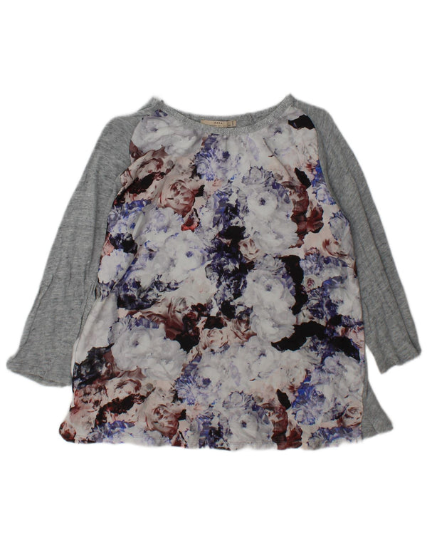 Zara ženska majica dugih rukava UK 14 Large Grey Floral