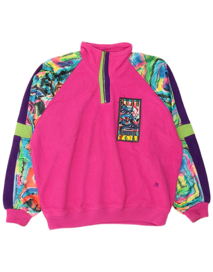 MASER M Ženski preveliki džemper od flisa s grafikom EU 40 srednje ružičaste boje