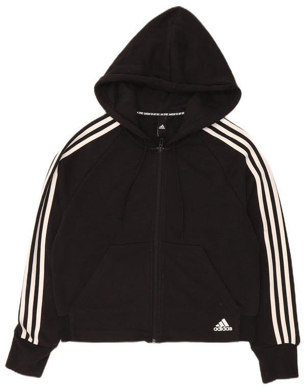 Adidas ženski pulover s kapuljačom s patentnim zatvaračem UK 12 Srednji crni pamuk