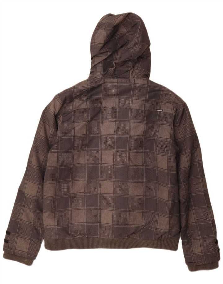 Bomber jakna s kapuljačom Quiksilver za dječake 15-16 godina sivi karirani poliester