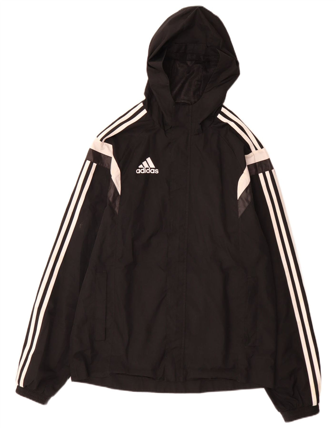 Adidas muška kišna jakna s kapuljačom UK 36 mali crni poliester u boji