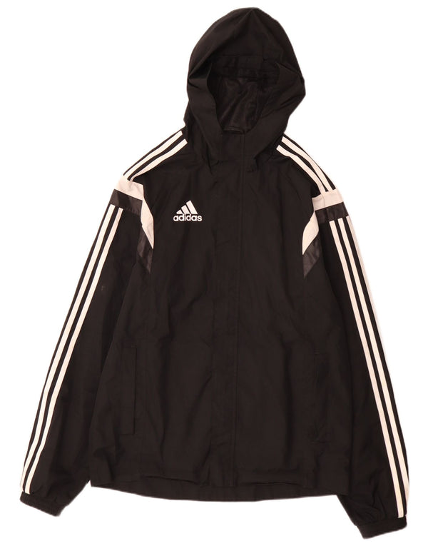 Adidas Mens Hooded Rain Jacket UK 36 Small Black Colourblock Polyester