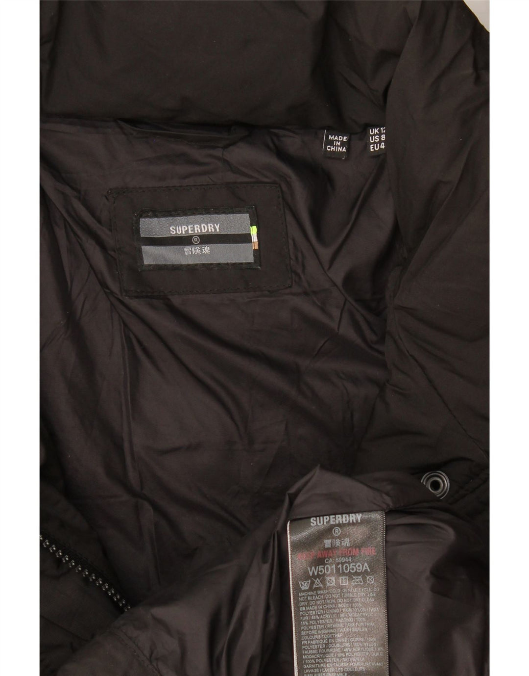 Superdry ženska podstavljena jakna UK 12 srednji crni poliester