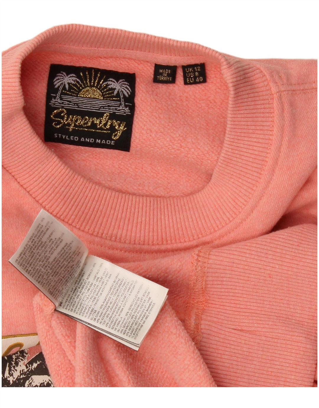 Superdry Ženska prekomjerna majica s grafičkim motivima UK 12 Srednje ružičasta