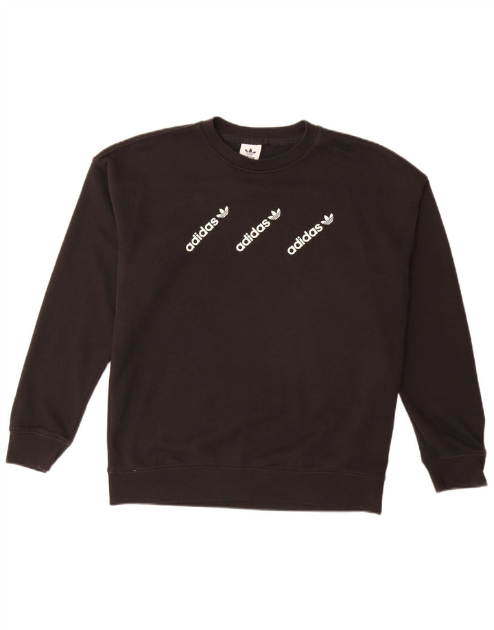 ADIDAS ženski džemper s grafičkim motivima UK 14 Veliki crni pamuk