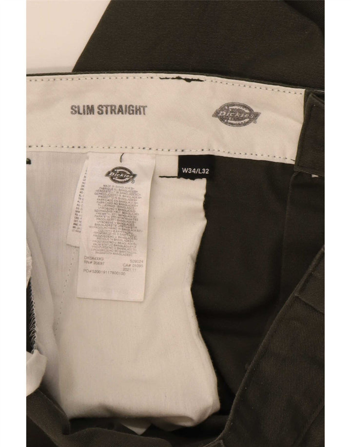 Dickies muške ravne uske chino hlače W34 L32 zeleni poliester