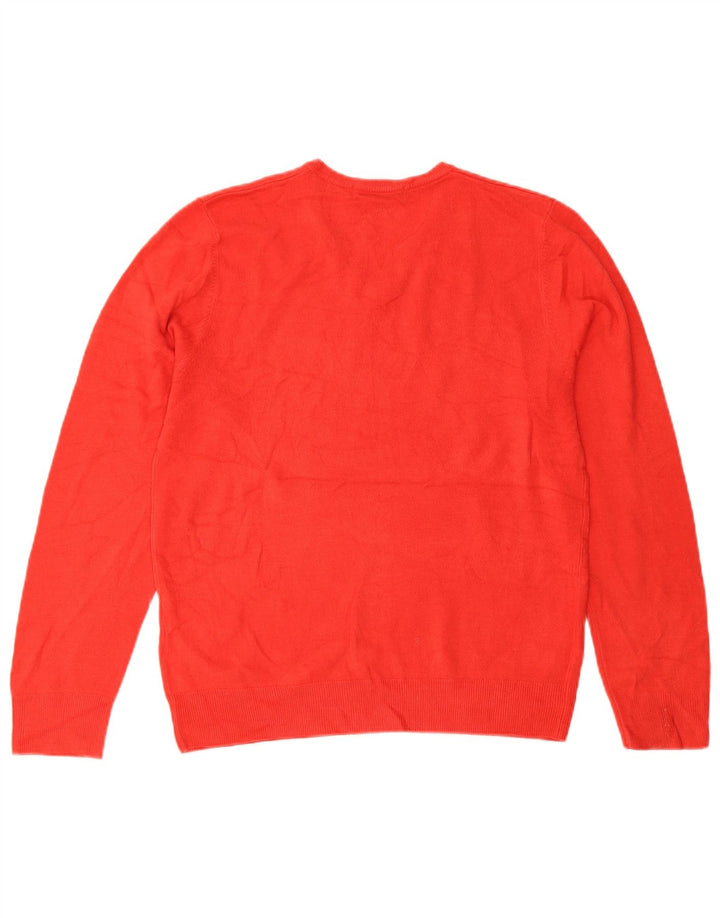 MARKS & SPENCER Mens V-Neck Jumper Sweater Medium Red Acrylic