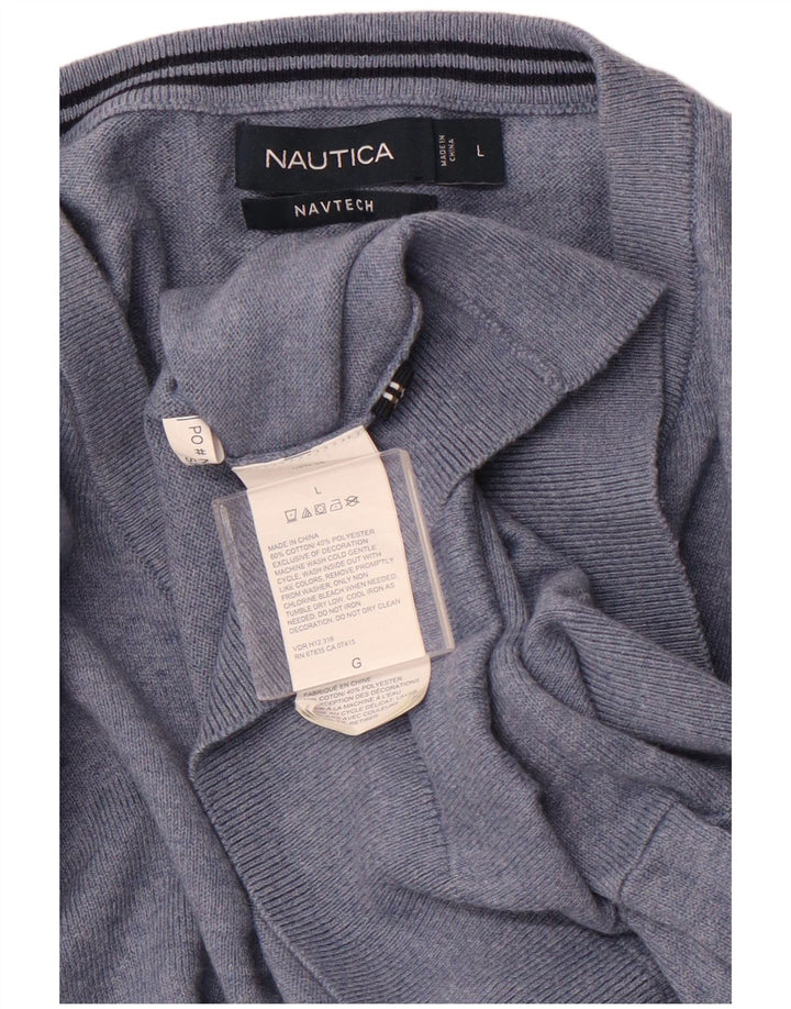 NAUTICA Muški Navtech džemper s V-izrezom Veliki plavi pamuk