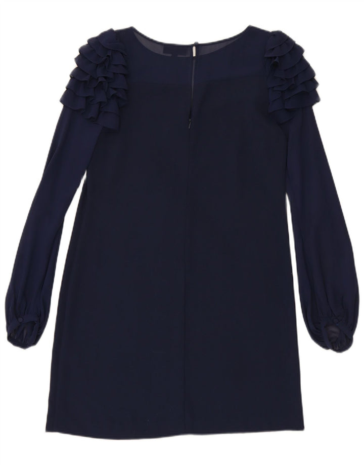 WAREHOUSE Womens Long Sleeve Shift Dress UK 12 Medium  Navy Blue Polyester