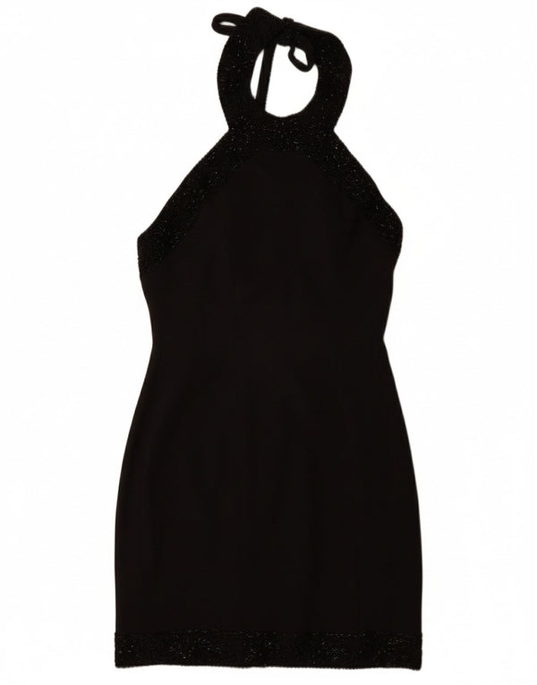 VINTAGE ženska haljina s halterima UK 12 srednje crna