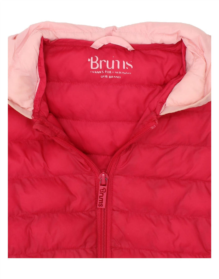 BRUMS Girls Hooded Padded Jacket 4-5 Years Red Colourblock Vintage Brums and Second-Hand Brums from Messina Hembry 