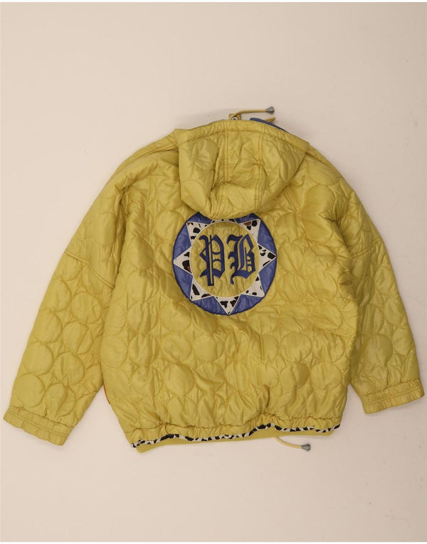 Vintage Womens Oversized Graphic Quilted Jacket UK 14 Medium Yellow
