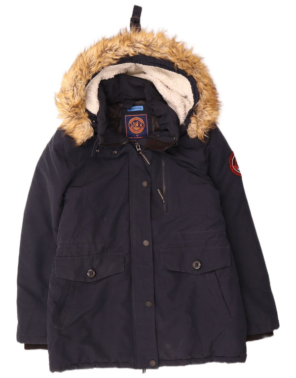 Superdry ženska podstavljena skijaška jakna UK 12 srednje tamnoplavi najlon