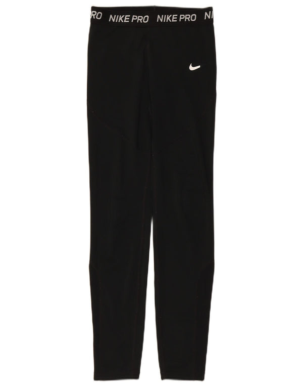 NIKE Girls Dri Fit Graphic Leggings 13-14 Years XL Black Poliester
