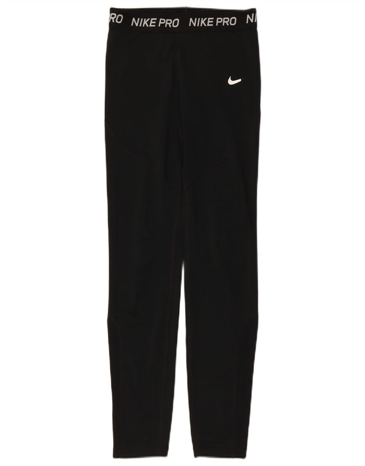 NIKE Girls Dri Fit Graphic Leggings 13-14 Years XL Black Poliester