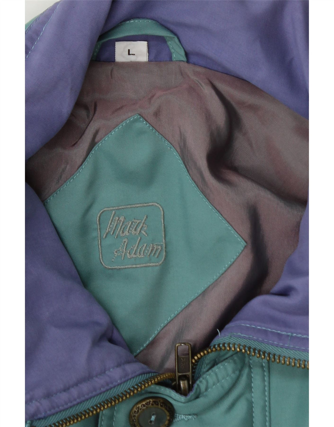 MARK ADAM Mens Bomber Jacket UK 40 Large Turquoise Colourblock Vintage Mark Adam and Second-Hand Mark Adam from Messina Hembry 