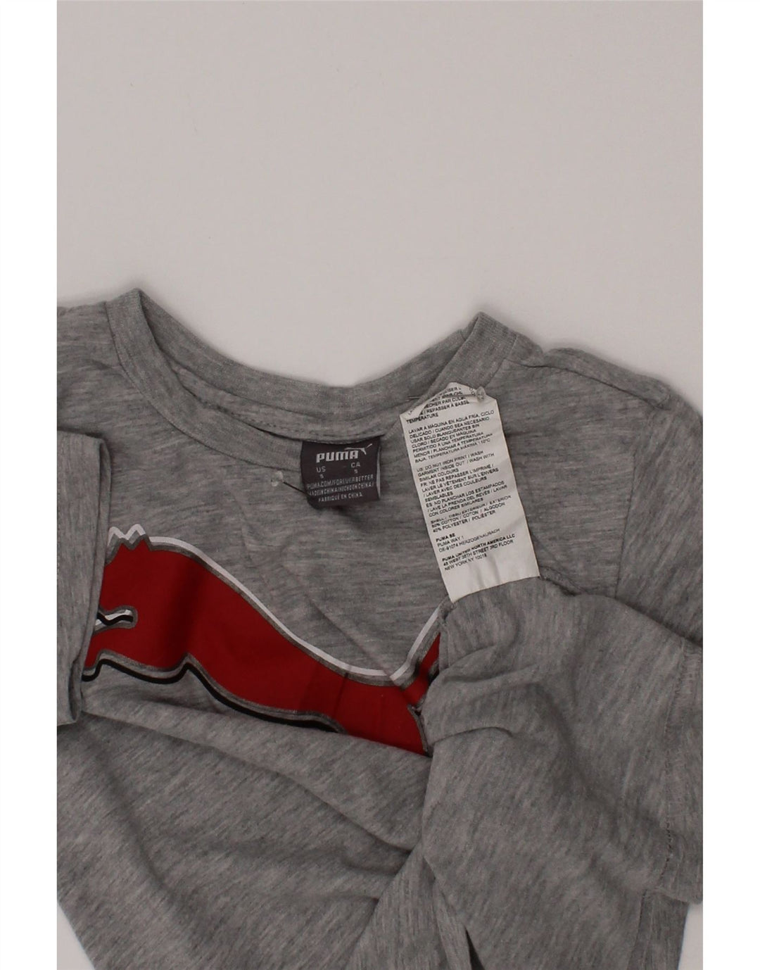 Puma Boys Graphic T-Shirt Top 4-5 Years Grey Pamuk