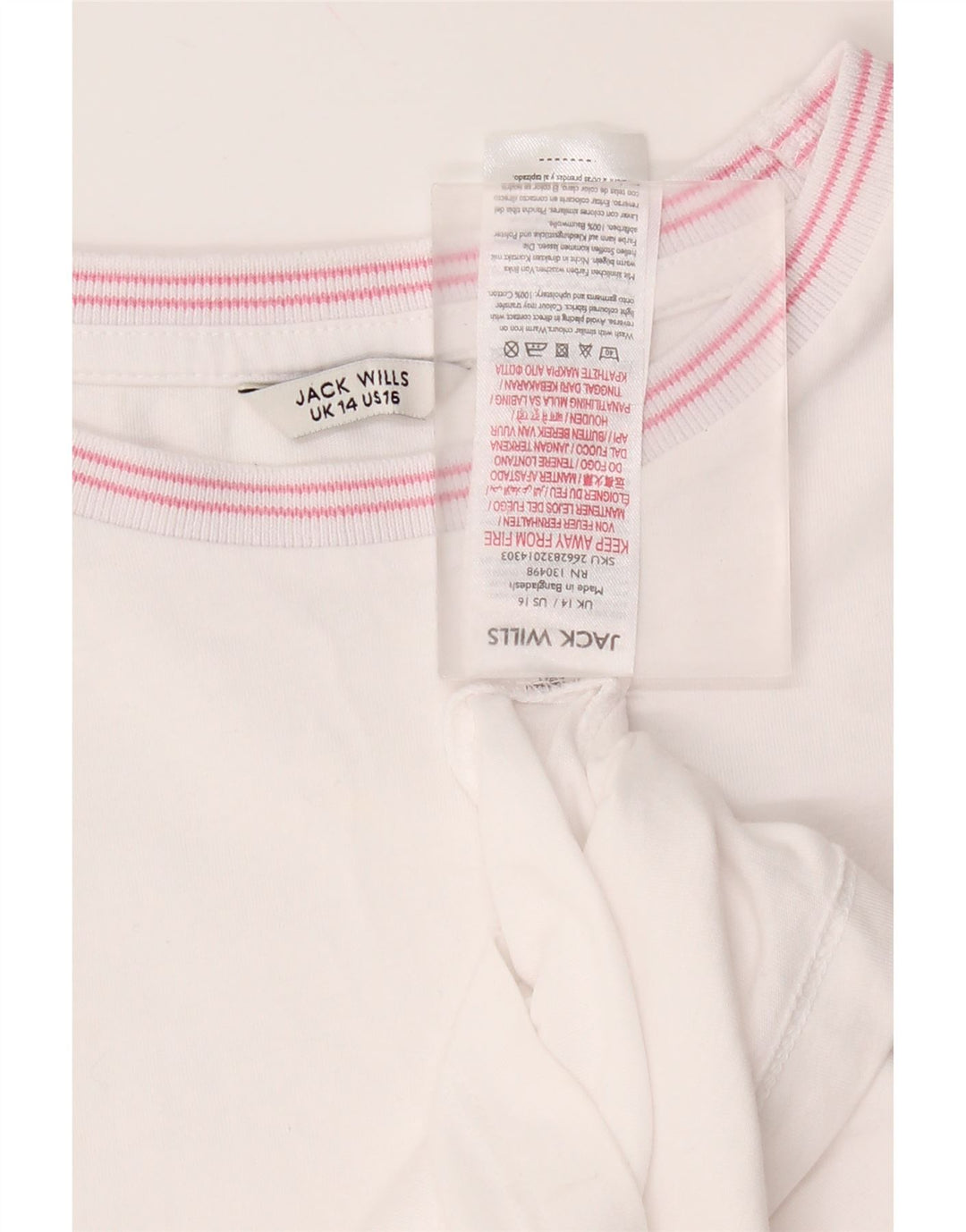 Jack Wills Ženska majica kratkih rukava UK 14 Srednje bijeli pamuk