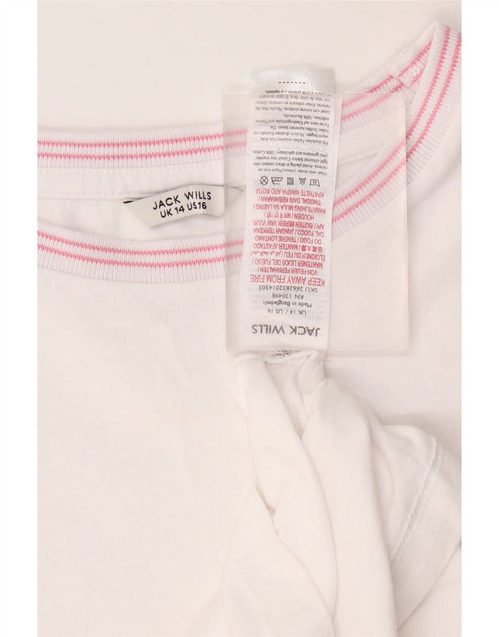 Jack Wills Ženska majica kratkih rukava UK 14 Srednje bijeli pamuk