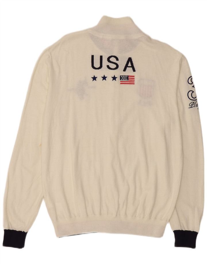 US POLO ASSN. Muški američki grafički kardigan džemper 2XL bijeli pamuk