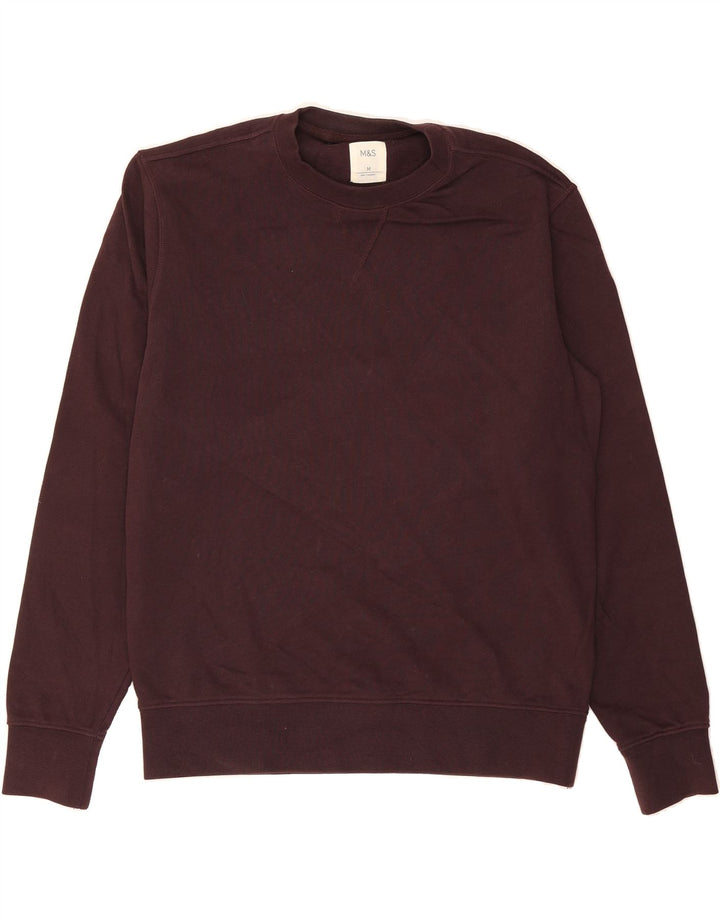 MARKS & SPENCER Mens Sweatshirt Jumper Medium Burgundy Cotton Vintage Marks & Spencer and Second-Hand Marks & Spencer from Messina Hembry 