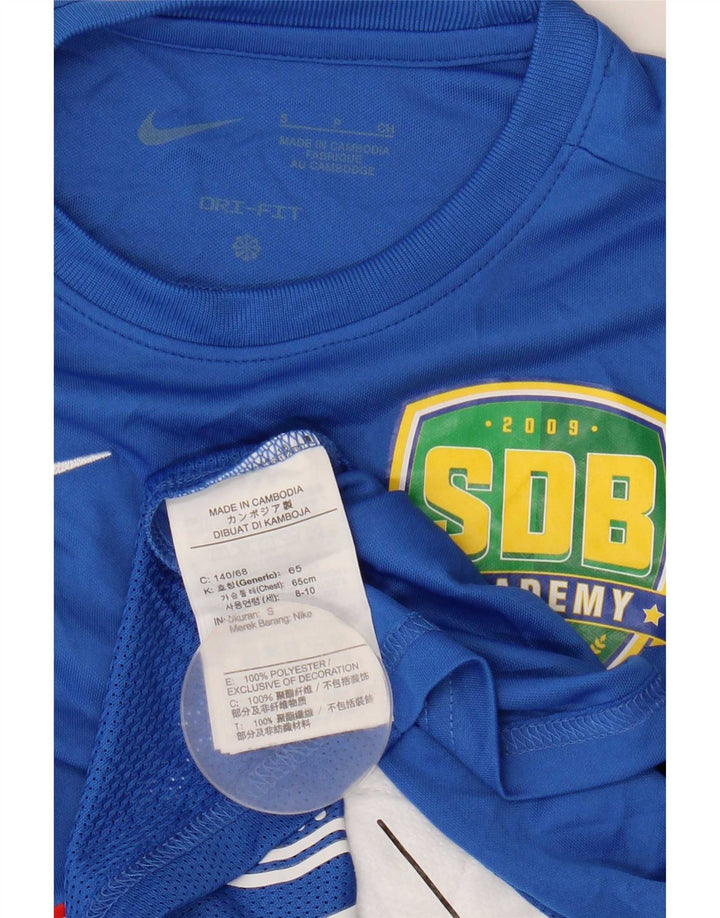 Nike Boys Dri Fit Graphic T-Shirt Top 8-9 Years Small Blue Poliester