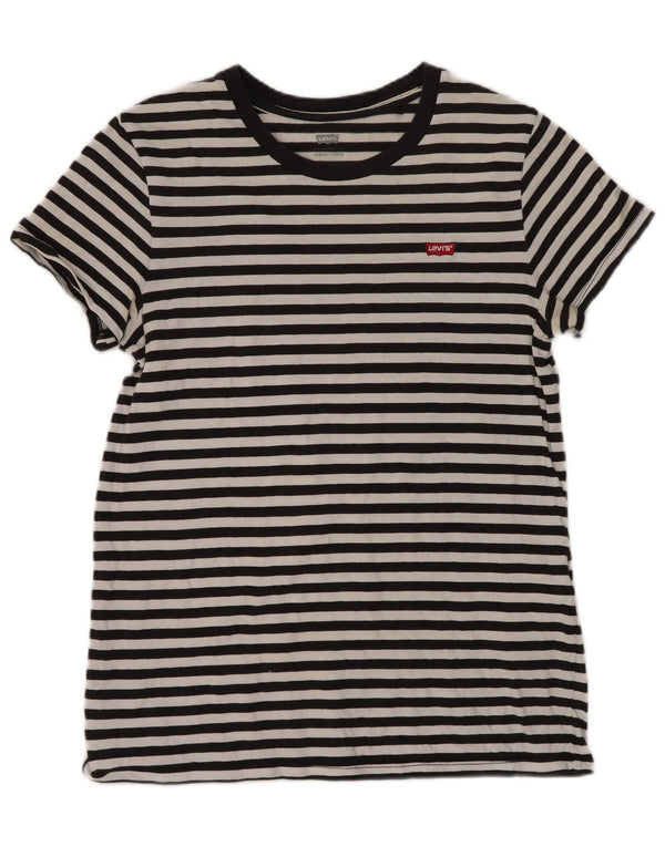 Levi's ženska majica kratkih rukava UK 4 XS crni pamuk na pruge