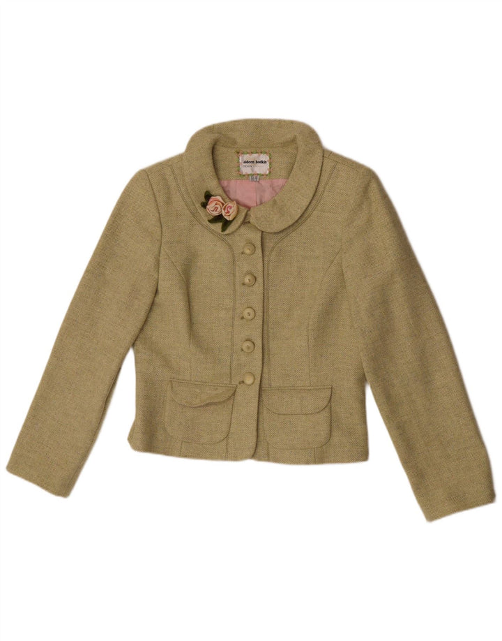 Aideen Bodkin ženska jakna s 5 gumba UK 14 velika zelena vuna