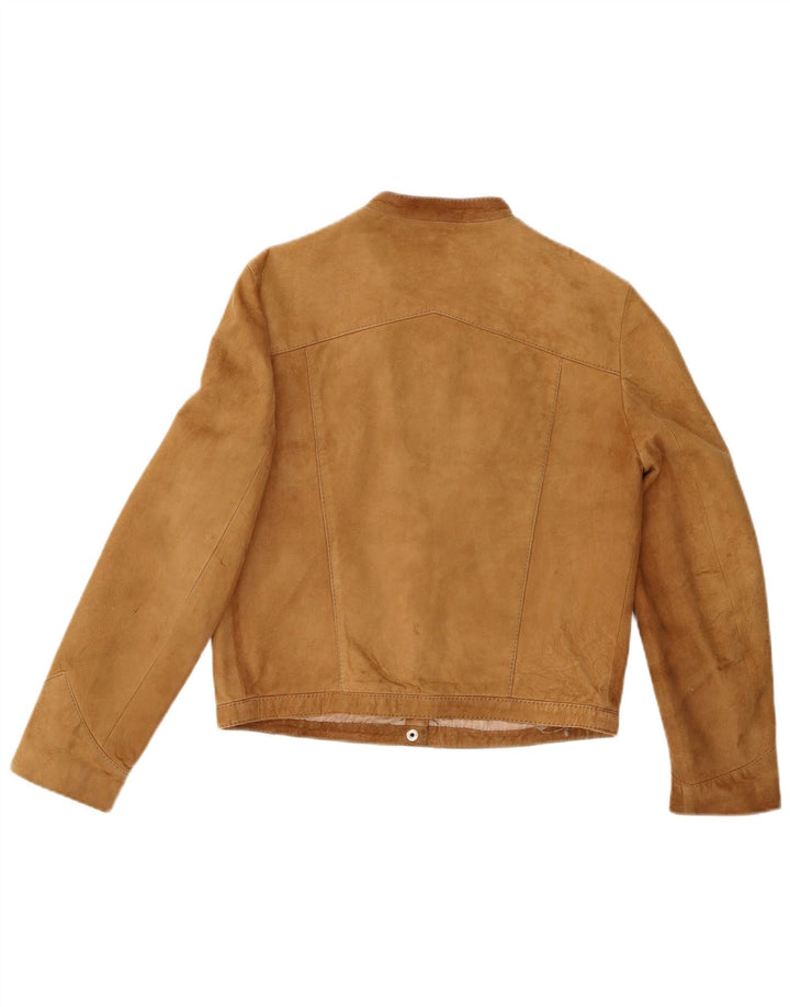 Vintage ženska bomber jakna od brušene kože UK 12 srednje bež kože
