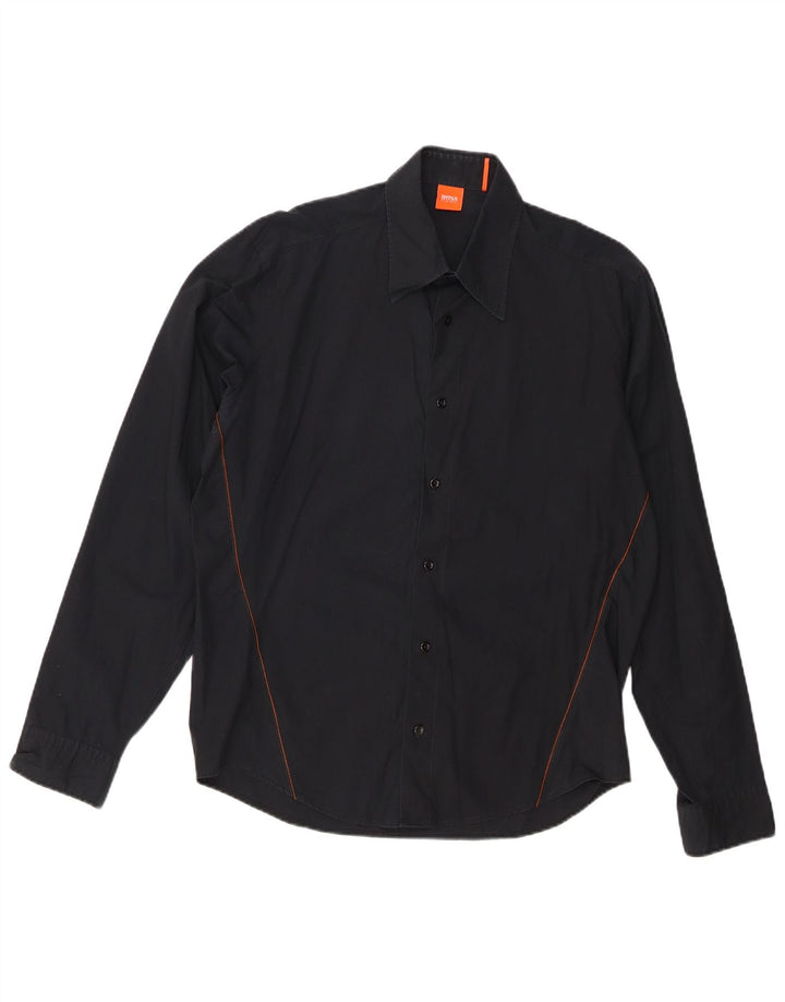 Hugo Boss muška košulja srednje crne pamučne boje