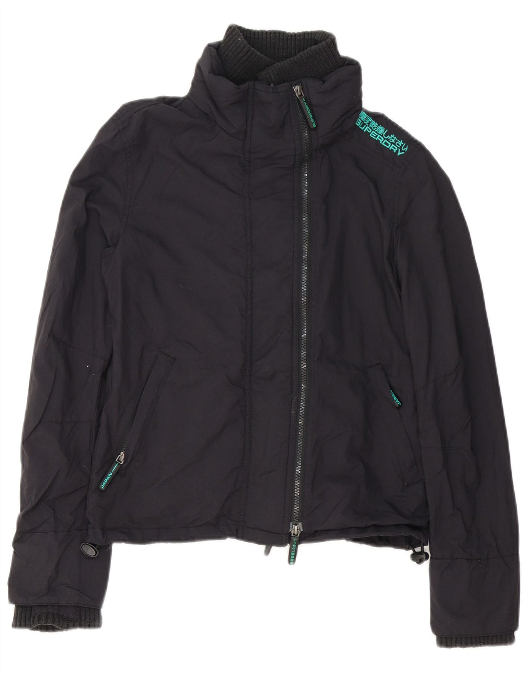 Superdry ženska grafička vjetrovka jakna UK 10 mali crni poliester