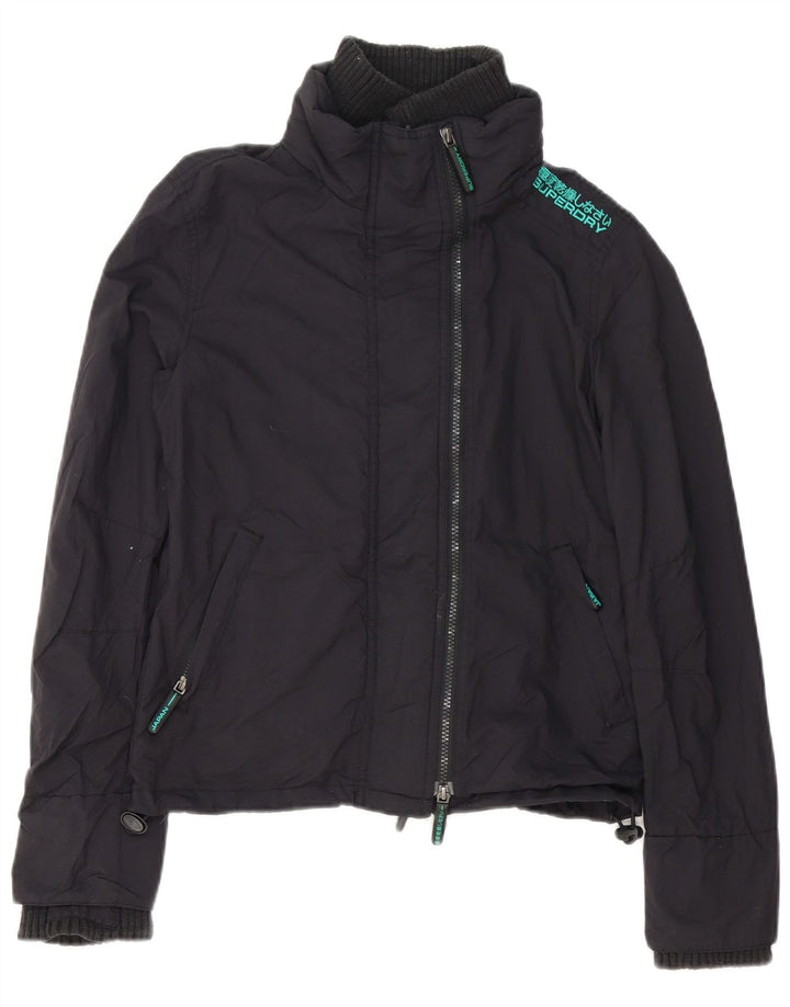 Superdry ženska grafička vjetrovka jakna UK 10 mali crni poliester