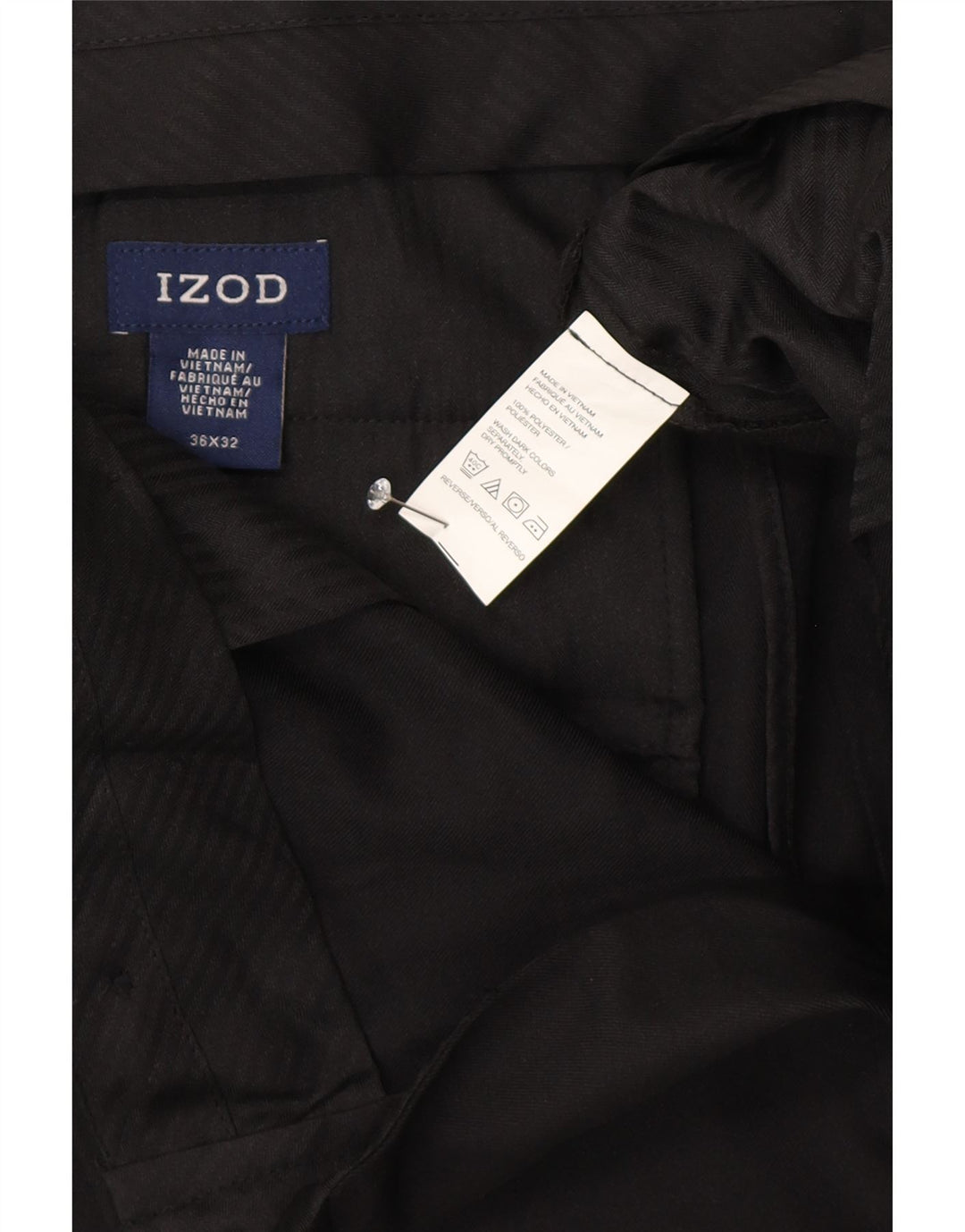 Izod muške hlače ravnog odijela W36 L26 crni poliester