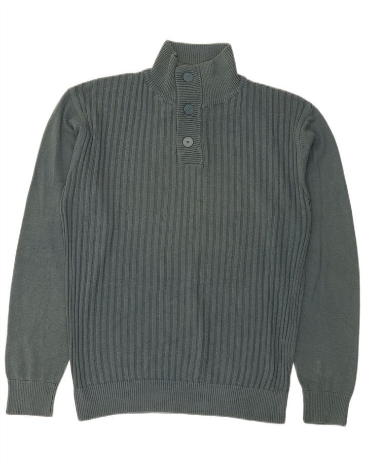 Jack & Jones muški pulover s dugmadima i ovratnikom XL od zelenog pamuka