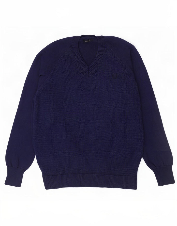 Fred Perry, veliki muški džemper s V-izrezom, veliki tamnoplavi vuneni