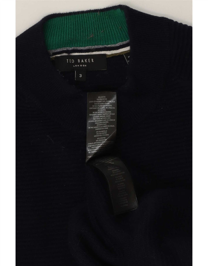 Ted Baker, muški džemper s kornjačičastim ovratnikom, veličina 3, srednje tamnoplavi pamuk