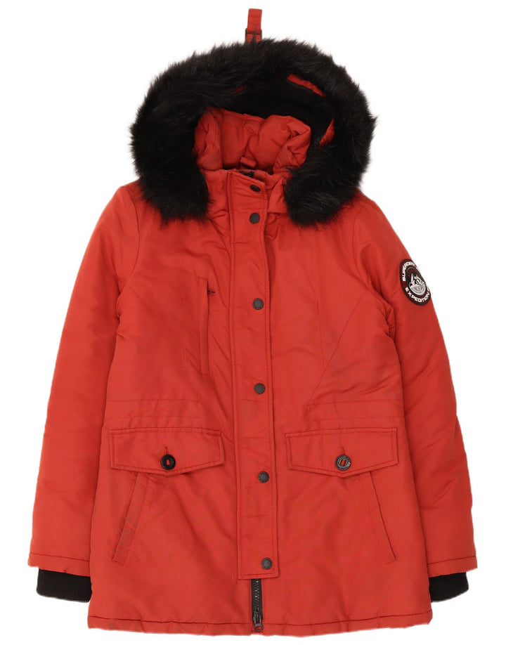 Superdry ženska velika parka jakna s kapuljačom UK 10 Small Red Colourblock