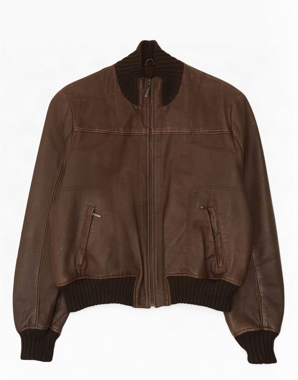 Conbipel Mens Bomber Leather Jacket IT 56 2XL Brown